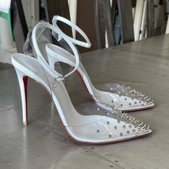 Christian Louboutin Shoes - Christian Louboutin spikoo white patent spike stiletto pvc 100mm sz 36.5
